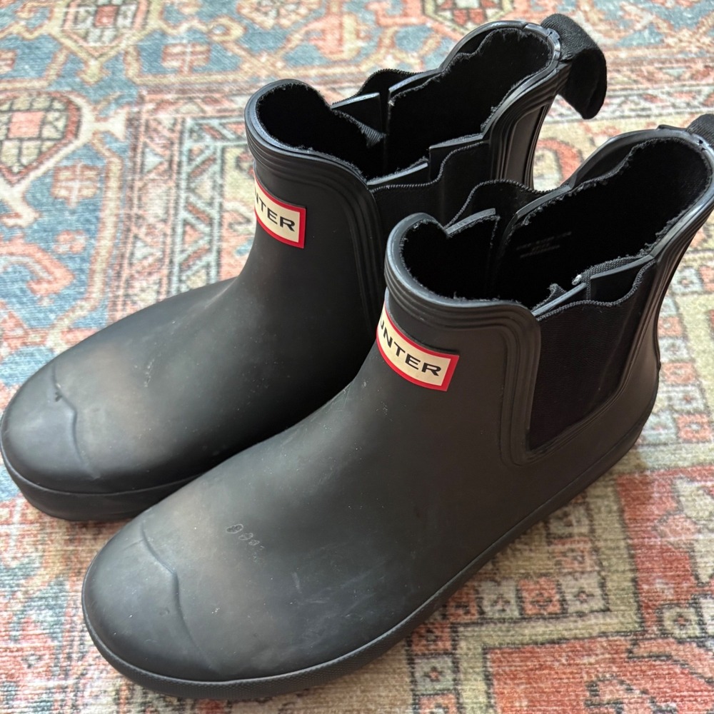 Hunter Original Chelsea Boots Womens Black Waterproof Rubber Rain Boots | Sz 8 - Picture 3 of 8